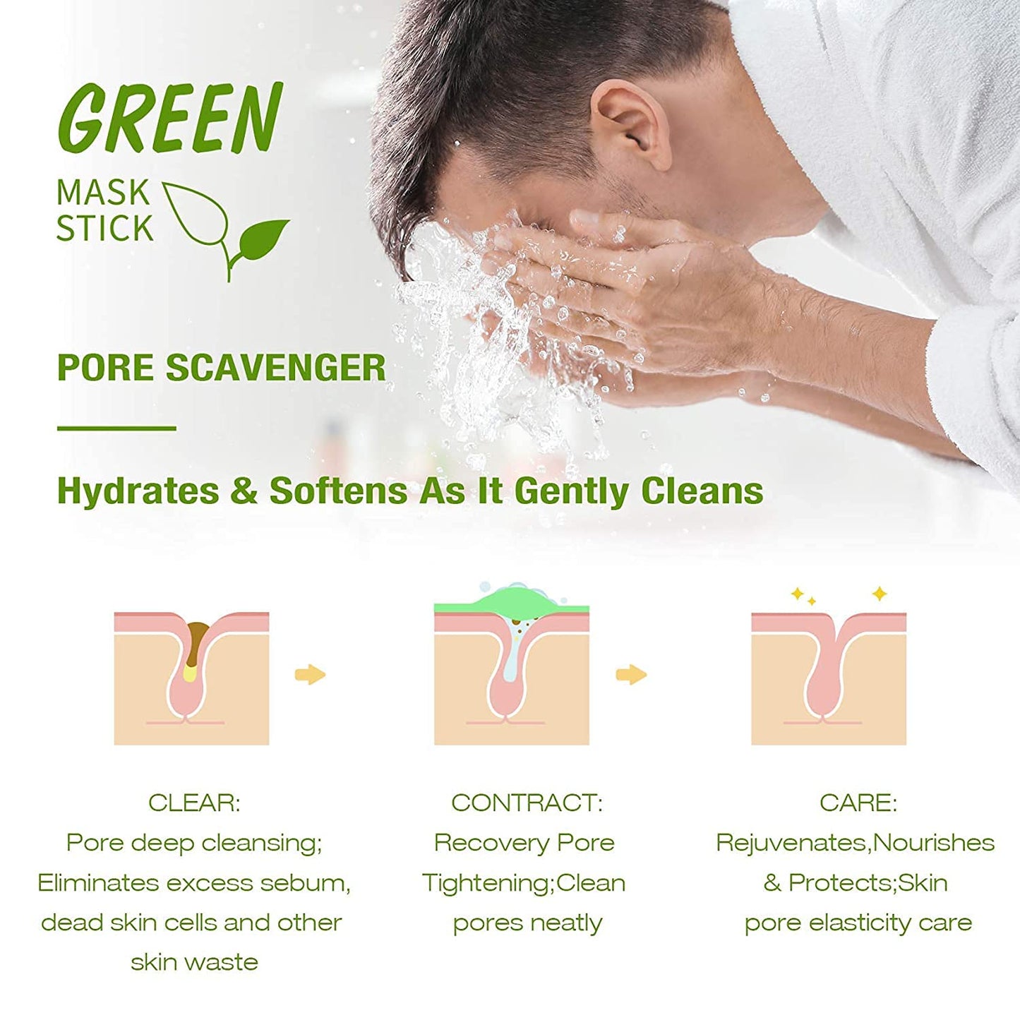 Green Tea Stick Mask for Deep Cleansing and Pore Care | Hydrating Face Masks for Acne and Blackheads