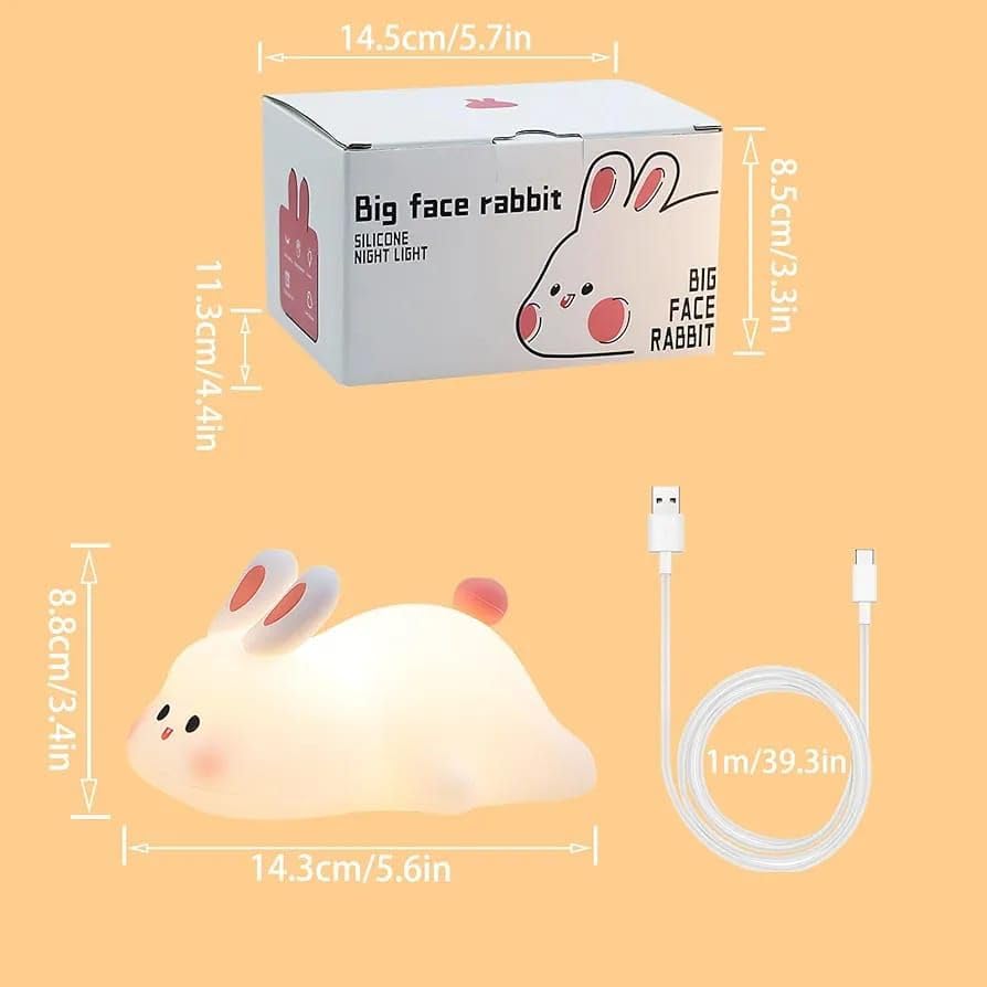USB Rechargeable Cute Silicon Rabbit Desk Lamp