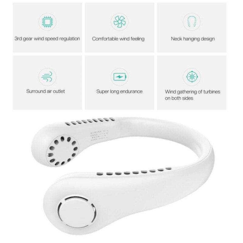 Rechargeable Bladeless Hanging Neck Fan