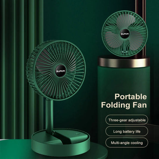 Rechargeable – Portable Telescopic Folding Fan Table Desk Fan | 3 Speeds Adjustable Height Fan