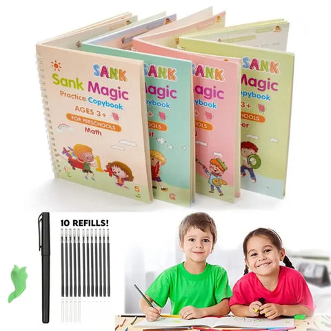 Kids Reusable Practice Book (4 Books + 1 Pen + 10 Refills) - Link Lift Shop