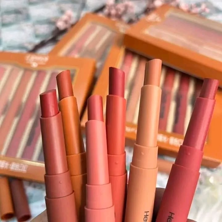 Heng Fang Matte Lip Crayon Set – 6 Long-Lasting Nude & Bold Shades - Link Lift Shop