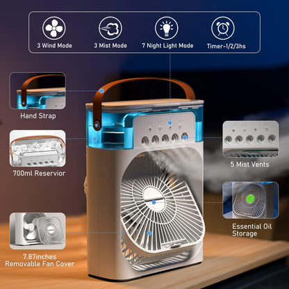 Mini Portable Air Conditioner USB Fan With Mist Water Spray – Portable Cooling Fan for Office, Kitchen & Home