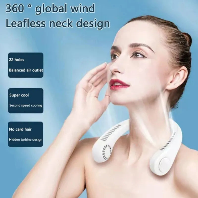 Rechargeable Bladeless Hanging Neck Fan