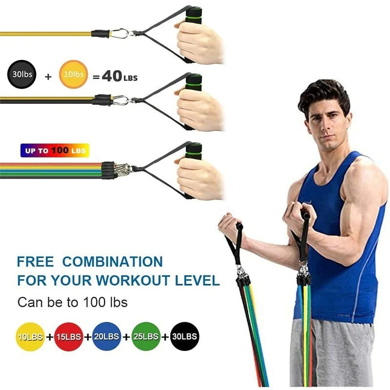 11 Pieces Power Resistance Band Set - For Men And Women - Link Lift Shop