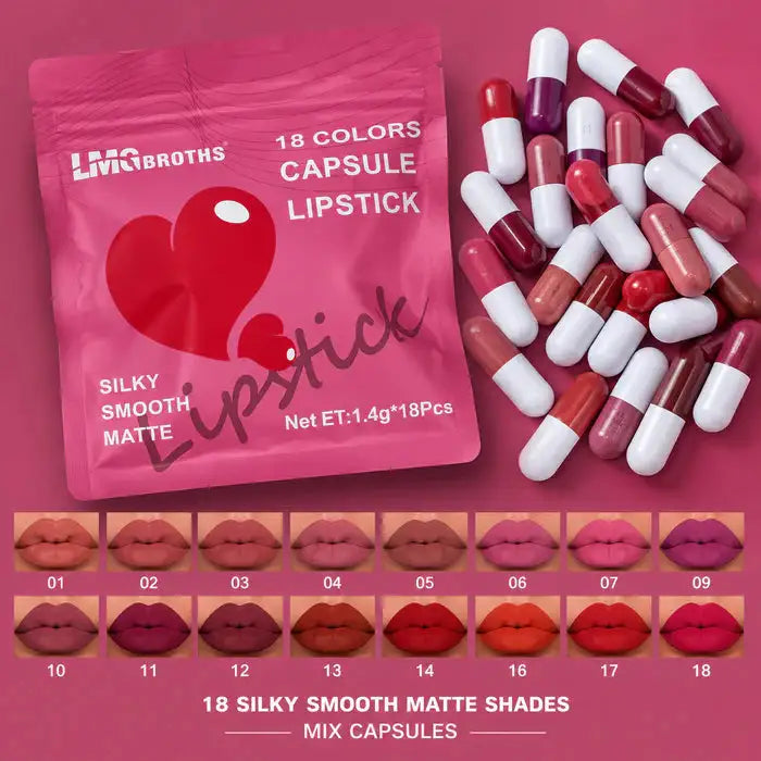 18-Colors Mini Capsule Lipstick Set (Pack of 18)