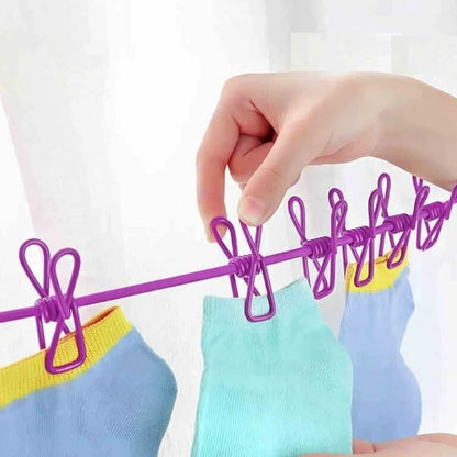 Portable Clothesline Clip – Elastic, Windproof Eco-friendly Cloth Hanging Rope For Travel Home Use | After Stretching It Become