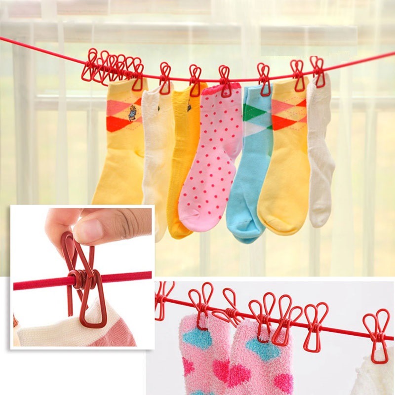 Portable Clothesline Clip – Elastic, Windproof Eco-friendly Cloth Hanging Rope For Travel Home Use | After Stretching It Become