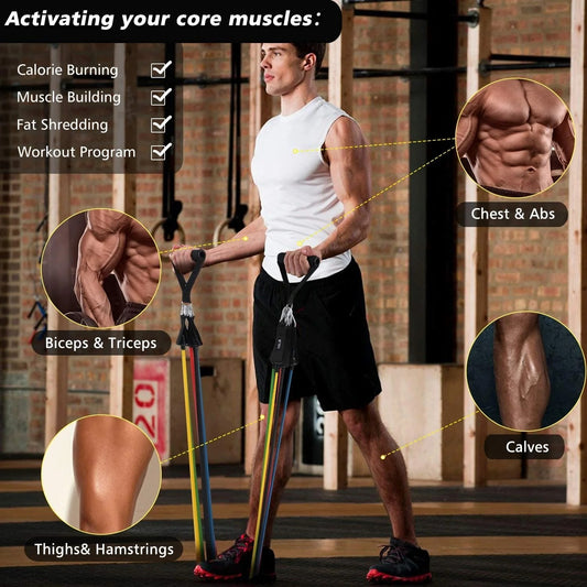 11 Pieces Power Resistance Band Set - For Men And Women