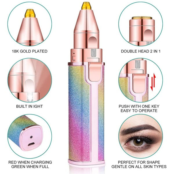 2 in 1 Rechargeable Facial Hair Remover | Eyebrow Trimmer With USB Charging Cable And Cleaning Brush - Link Lift Shop