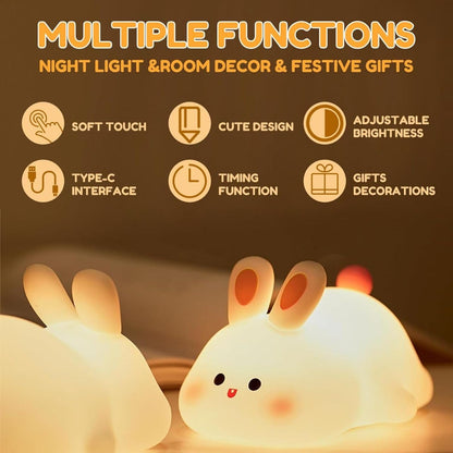 USB Rechargeable Cute Silicon Rabbit Desk Lamp