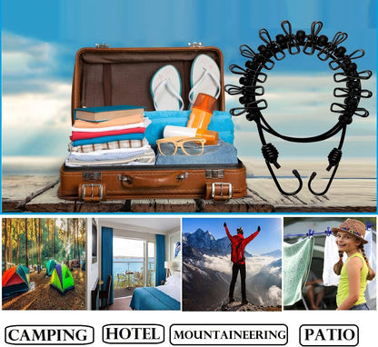 Portable Clothesline Clip – Elastic, Windproof Eco-friendly Cloth Hanging Rope For Travel Home Use | After Stretching It Become
