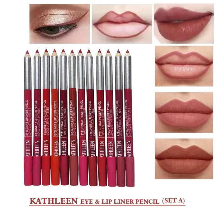 KATHLEEN Pack of 12pcs Long Lasting Eyeliner & lipliner Pencil - Link Lift Shop
