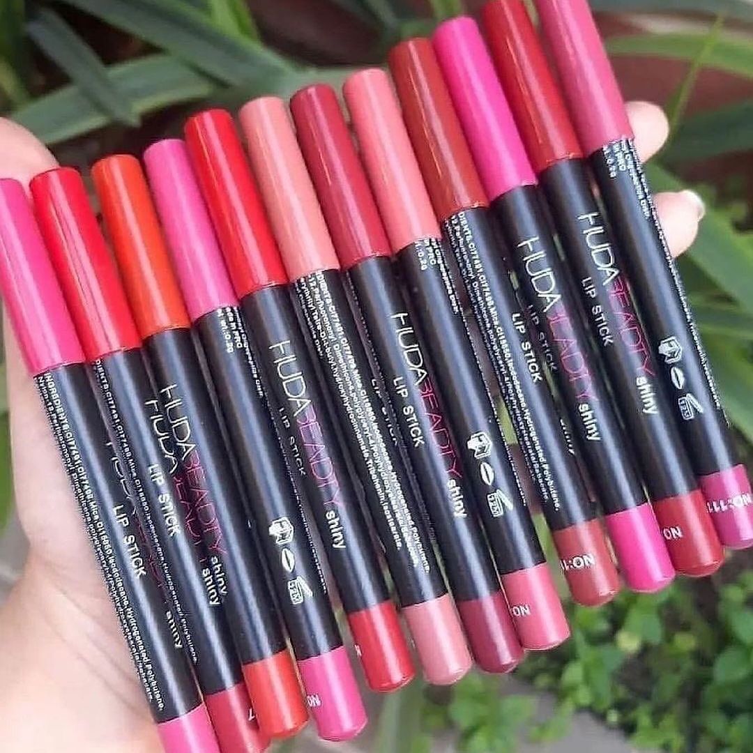 Huda Beauty Jumbo Matte Lip Liners in a pack of 12, featuring a variety of vibrant shades for precise lip definition.