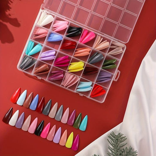 576 Pcs Reusable Fake Nails – Stunning Variety of Colors | Perfect for Girls