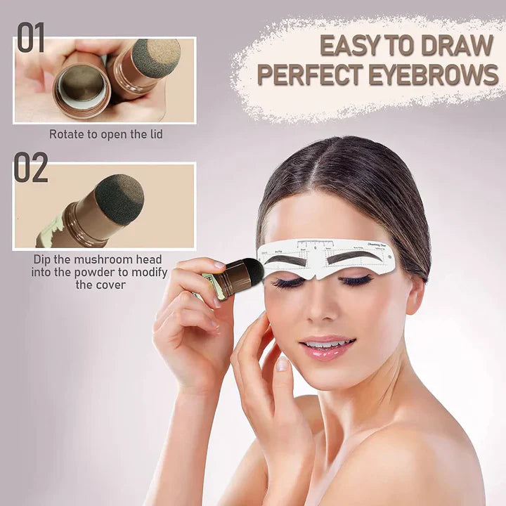 Eye Brow Stamper One Step Eyebrow Stamp Shaping Kit Brow Powder Stamp Makeup With 3 Reusable Eyebrow Stencils And Eyebrow Pen Brushes Hairline